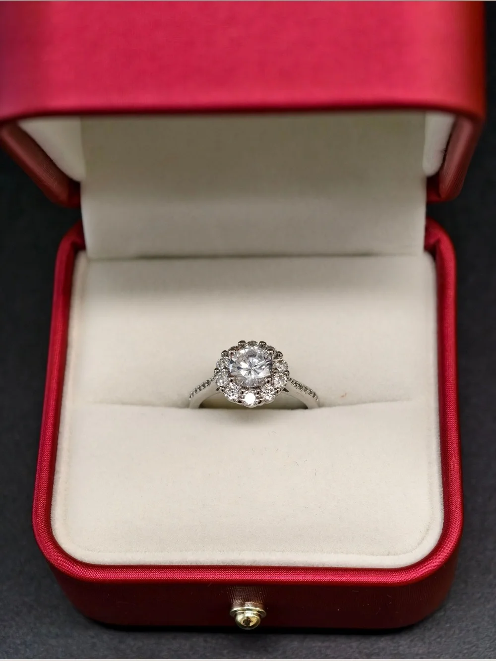 Halo Moissanite Engagement Ring adjustable new ring